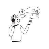 Person with Headset and Effective Customer Interaction concept as A person wearing a headset providing effective customer interaction set against a blank background offering space pure Set 3 vector