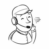 Person with Headset and Efficient Customer Communication concept as A person wearing a headset providing efficient customer communication set against a blank background offering sp pure Set 4 vector