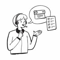 Person with Headset and Efficient Customer Communication concept as A person wearing a headset providing efficient customer communication set against a blank background offering sp pure vector