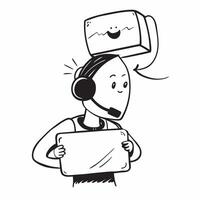 Person with Headset and Efficient Service Delivery concept as A person wearing a headset providing efficient service delivery set against a blank background offering space for text pure vector