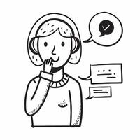 Person with Headset and Excellent Customer Communication concept as A person wearing a headset and communicating with customers set against a blank background with ample space for pure vector