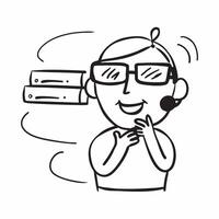 Person with Headset and Efficient Service Delivery concept as A person wearing a headset providing efficient service delivery set against a blank background offering space for text pure Set 4 vector