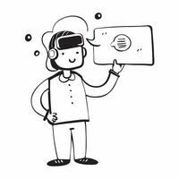 Person with Headset and Interactive Customer Service concept as A person wearing a headset providing interactive customer service set against a blank background offering space for pure vector