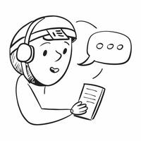 Person with Headset and Interactive Customer Service concept as A person wearing a headset providing interactive customer service set against a blank background offering space for pure Set 4 vector