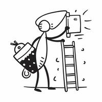 Person with Ladder and Paint Can for Home Painting Service concept as A person holding a ladder and paint can set against a clean background offering space for text or graphics sym pure vector