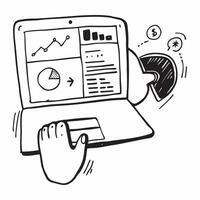 Person with Laptop and Charts for Financial Service concept as A person using a laptop with charts set against a clean background offering space for text or graphics symbolizing ef pure Set 2 vector