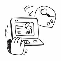 Person with Laptop and Charts for Financial Service concept as A person using a laptop with charts set against a clean background offering space for text or graphics symbolizing ef pure Set 4 vector