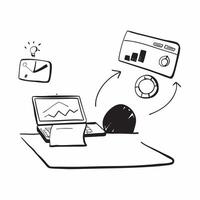 Person with Laptop and Charts for Financial Service concept as A person using a laptop with charts set against a clean background offering space for text or graphics symbolizing ef pure Set 5 vector