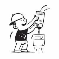 Person with Ladder and Paint Can for Home Painting Service concept as A person holding a ladder and paint can set against a clean background offering space for text or graphics sym pure Set 5 vector
