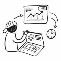 Person with Laptop and Charts for Financial Service concept as A person using a laptop with charts set against a clean background offering space for text or graphics symbolizing ef pure Set 3 vector