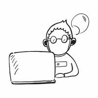 Person with Laptop and Headset for Tech Support concept as A person using a laptop and wearing a headset set against a blank background providing space for text or graphics symboli pure Set 4 vector