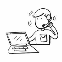 Person with Laptop and Headset for Tech Support concept as A person using a laptop and wearing a headset set against a blank background providing space for text or graphics symboli pure Set 5 vector