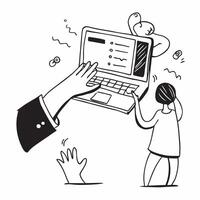 Person with Laptops and Dedicated Tech Support concept as A person providing tech support with a laptop set against a blank background offering space for text or graphics symbolizi pure vector