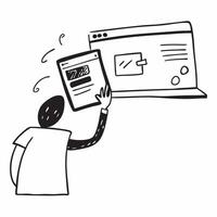 Person with Laptops and Efficient Tech Assistance concept as A person providing tech assistance with a laptop set against a blank background offering space for text or graphics sym pure Set 3 vector