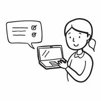 Person with Laptops and Friendly Tech Support concept as A person providing tech support with a friendly attitude holding a laptop set against a blank background offering space for pure Set 2 vector