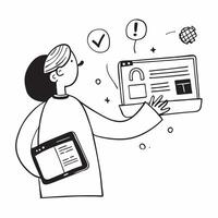 Person with Laptops and Professional Tech Support concept as A person providing tech support with a laptop set against a blank background offering space for text or graphics symbol pure vector