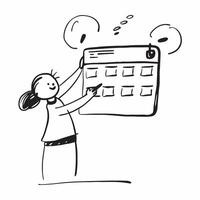 Person with Magic Calendar and Floating Dates concept as A person holding a magic calendar with floating dates set against a blank background offering space for text or graphics sy pure vector