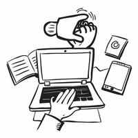Person with Laptops and Professional Tech Support concept as A person providing tech support with a laptop set against a blank background offering space for text or graphics symbol pure Set 4 vector