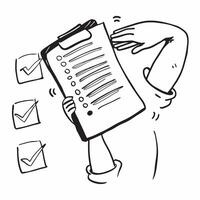 Person with Magic Clipboard and Floating Checklists concept as A person holding a magic clipboard with floating checklists set against a blank background offering space for text or pure Set 2 vector
