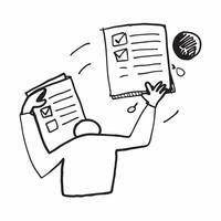Person with Magic Clipboard and Floating Checklists concept as A person holding a magic clipboard with floating checklists set against a blank background offering space for text or pure vector