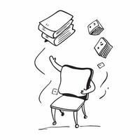 Person with Magic Chair and Floating Cushions concept as A person holding a magic chair with floating cushions set against a blank background offering space for text or graphics sy pure vector