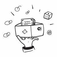 Person with Magic Suitcase and Floating Travel Icons concept as A person holding a magic suitcase with floating travel icons set against a clean background providing space for text pure vector