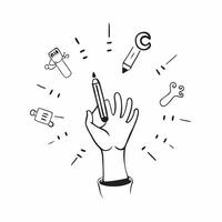 Person with Magic Tools and Floating Wrenches concept as A person holding magic tools with floating wrenches set against a blank background offering space for text or graphics symb pure vector