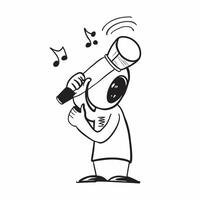 Person with Microphone and Music Sheet for Music Service concept as A person holding a microphone and music sheet set against a clean background offering space for text or graphics pure Set 5 vector