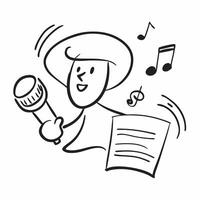 Person with Microphone and Music Sheet for Music Service concept as A person holding a microphone and music sheet set against a clean background offering space for text or graphics pure Set 4 vector