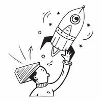 Person with Money Rocket concept as A person holding a rocket made of money set against a clean background with ample space for text or design elements symbolizing financial succes pure vector