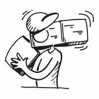 Person with Packages and Fast Delivery Service concept as A person handling packages symbolizing fast and efficient delivery service set against a clean background offering space f pure Set 2 vector