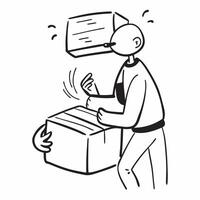 Person with Packages and Efficient Delivery Service concept as A person handling packages symbolizing efficient delivery service set against a clean background with space for text pure Set 4 vector