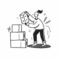 Person with Packages and Reliable Shipping Service concept as A person handling packages symbolizing reliable shipping service set against a clean background with space for text or pure vector