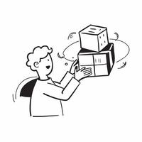 Person with Packages and Reliable Logistics Service concept as A person managing packages symbolizing reliable logistics service set against a clean background offering space for t pure Set 3 vector