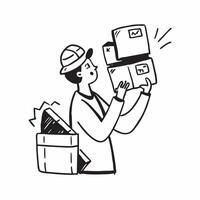 Person with Packages and Fast Delivery Service concept as A person handling packages symbolizing fast and efficient delivery service set against a clean background offering space f pure Set 4 vector