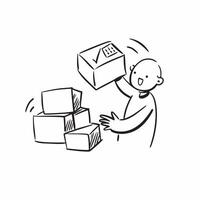 Person with Packages and Timely Delivery Service concept as A person handling packages symbolizing timely delivery service set against a clean background offering space for text or pure Set 2 vector