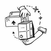 Person with Packages and Reliable Shipping Service concept as A person handling packages symbolizing reliable shipping service set against a clean background with space for text or pure Set 4 vector