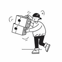 Person with Packages and Timely Delivery Service concept as A person handling packages symbolizing timely delivery service set against a clean background offering space for text or pure vector