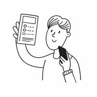 Person with Phone and Friendly Support Assistance concept as A person holding a phone providing friendly support assistance set against a blank background offering space for text o pure Set 3 vector