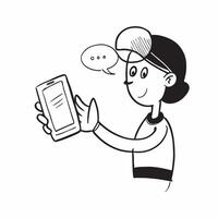 Person with Phone and Friendly Support Service concept as A person holding a phone providing friendly support service set against a blank background offering space for text or grap pure Set 2 vector
