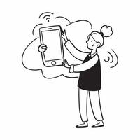 Person with Phone and Responsive Customer Care concept as A person holding a phone providing responsive customer care set against a blank background offering space for text or grap pure vector