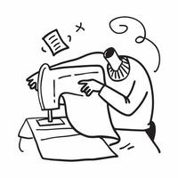 Person with Sewing Machine and Fabric for Tailoring Service concept as A person using a sewing machine with fabric set against a clean background offering space for text or graphic pure Set 6 vector