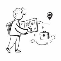 Person with Suitcase and Map for Travel Service concept as A person holding a suitcase and map set against a blank background providing space for text or graphics symbolizing effic pure Set 2 vector