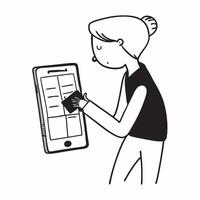 Person with Tablet and Booking System for Hospitality Service concept as A person using a tablet with a booking system set against a blank background providing space for text or gr pure Set 5 vector