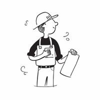 Person with Toolbelt and Blueprint for Home Improvement Service concept as A person wearing a toolbelt and holding a blueprint set against a clean background offering space for tex pure Set 4 vector