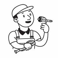 Person with Tool Kit and Pipe for Plumbing Service concept as A person holding a tool kit and a pipe set against a clean background offering ample space for text or graphics symbol pure Set 2 vector