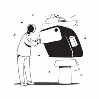 Person with VR Headset in Glossy Room concept as A person wearing a VR headset in a glossy futuristic room representing immersive technology in remote work Camera angle captures t pure Set 3 vector