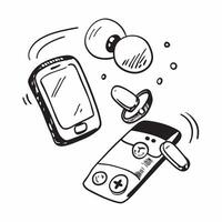 Phone and Earbuds Isolated concept as A image featuring a smartphone and earbuds isolated on a white background Perfect for illustrating communication and connectivity in a pure Set 8 vector