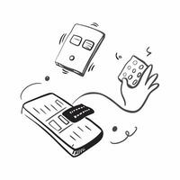 Phone and Keyboard with Remote Work Text concept as A phone and keyboard with Remote Work text on a white background symbolizing the blend of communication and productivity in remo pure Set 3 vector