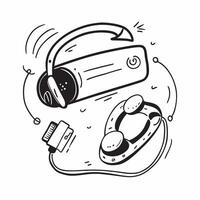 Phone and Headset with Remote Work Text concept as A phone and headset with Remote Work text on a white background symbolizing the blend of communication and productivity in remote pure Set 4 vector